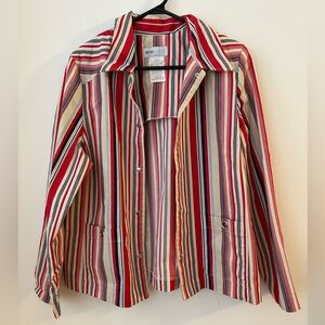 Vintage Lana Sport Striped Jacket Red Blue Cream Retro Aesthetic